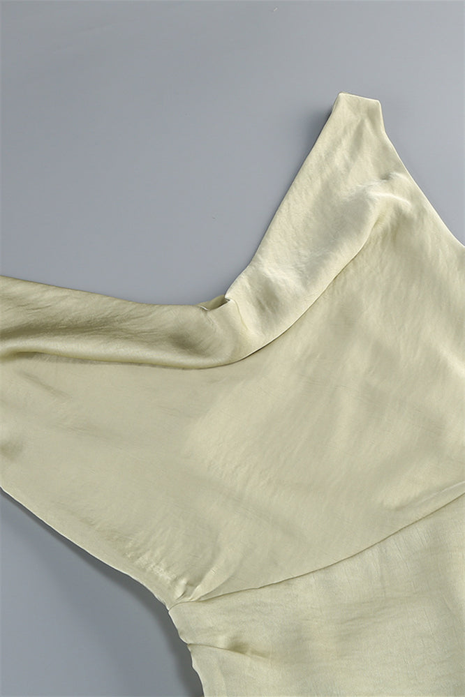 
                      
                        Cowl Neck Sage Green Sheath Long Dress with Slit
                      
                    