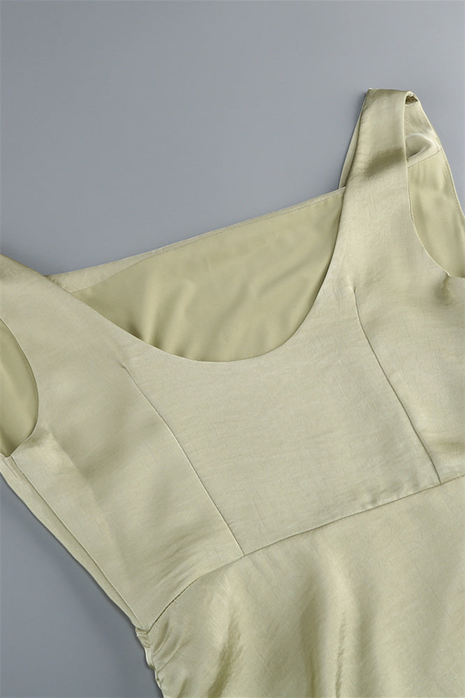 
                      
                        Cowl Neck Sage Green Sheath Long Dress with Slit
                      
                    