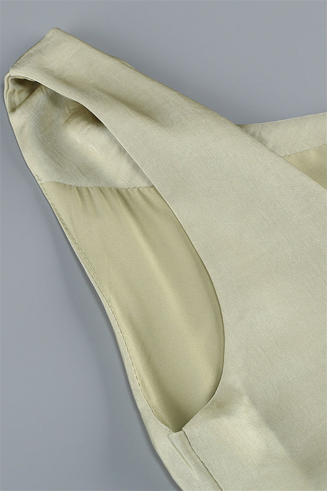 
                      
                        Cowl Neck Sage Green Sheath Long Dress with Slit
                      
                    
