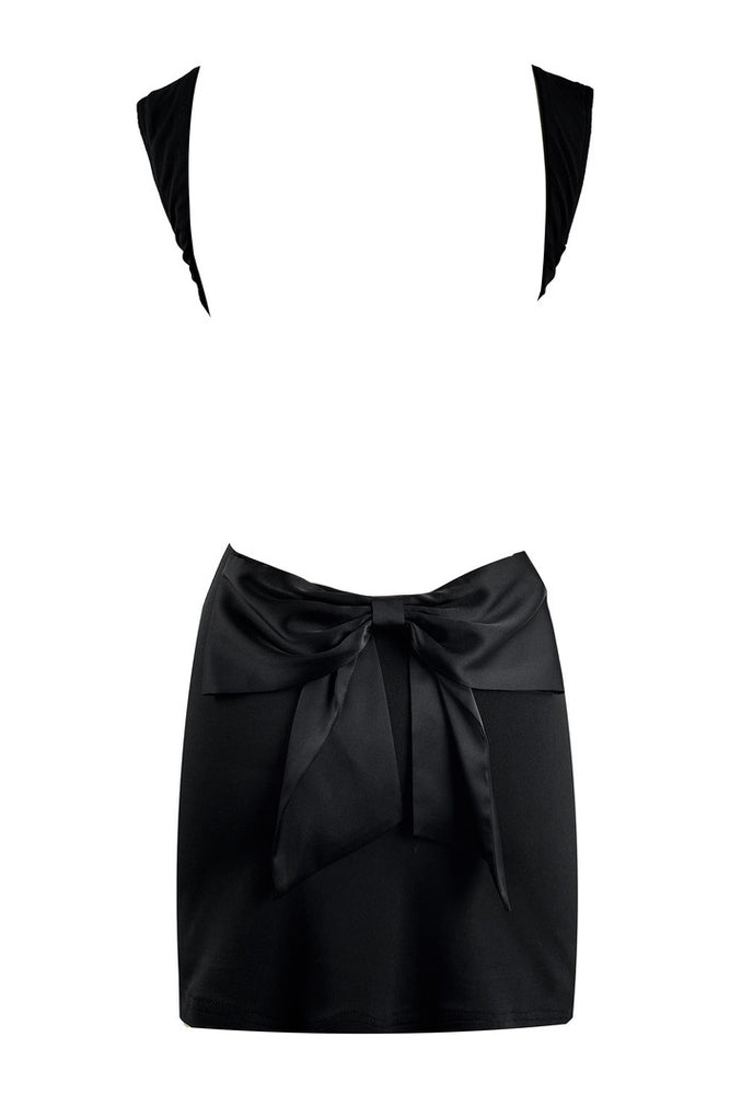 
                      
                        Cowl Neck White Backless Short Dress with Bow
                      
                    