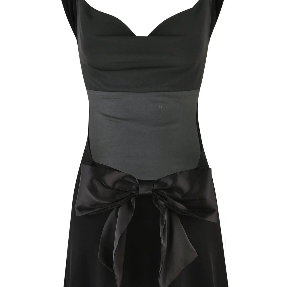 
                      
                        Cowl Neck White Backless Short Dress with Bow
                      
                    