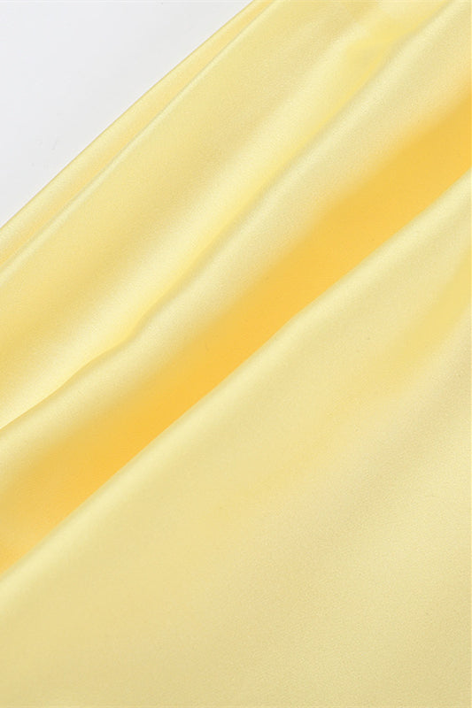 
                      
                        Cowl Neck Yellow Back Bow A-line Short Dress
                      
                    