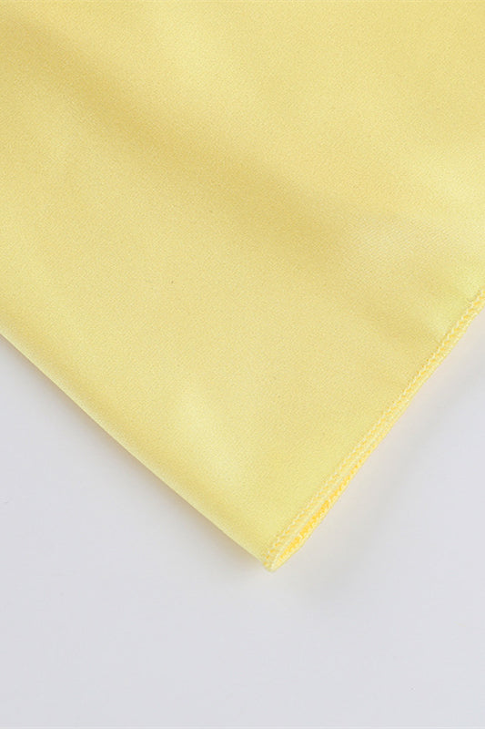 
                      
                        Cowl Neck Yellow Back Bow A-line Short Dress
                      
                    