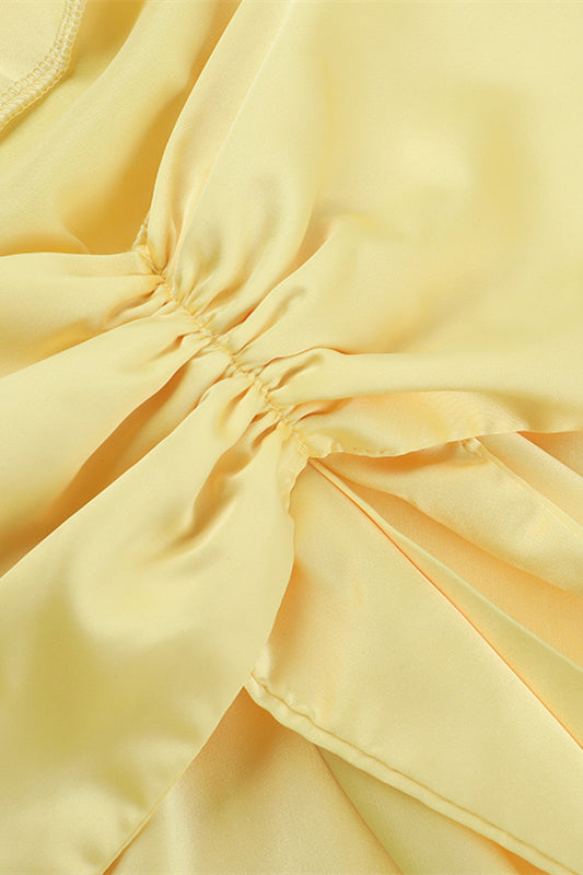 
                      
                        Cowl Neck Yellow Back Bow A-line Short Dress
                      
                    
