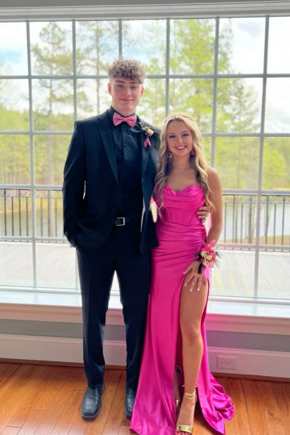 Cowl Neck Rose Ruched Mermaid Long Dress with Slit