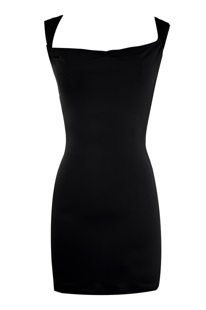 Cowl Neck White Backless Short Dress with Bow