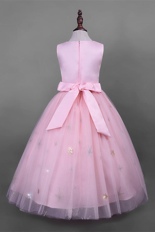 
                      
                        Crew Neck Pink Appliques Flower Girl Dress with Pearls
                      
                    
