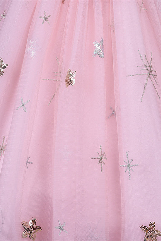
                      
                        Crew Neck Pink Appliques Flower Girl Dress with Pearls
                      
                    