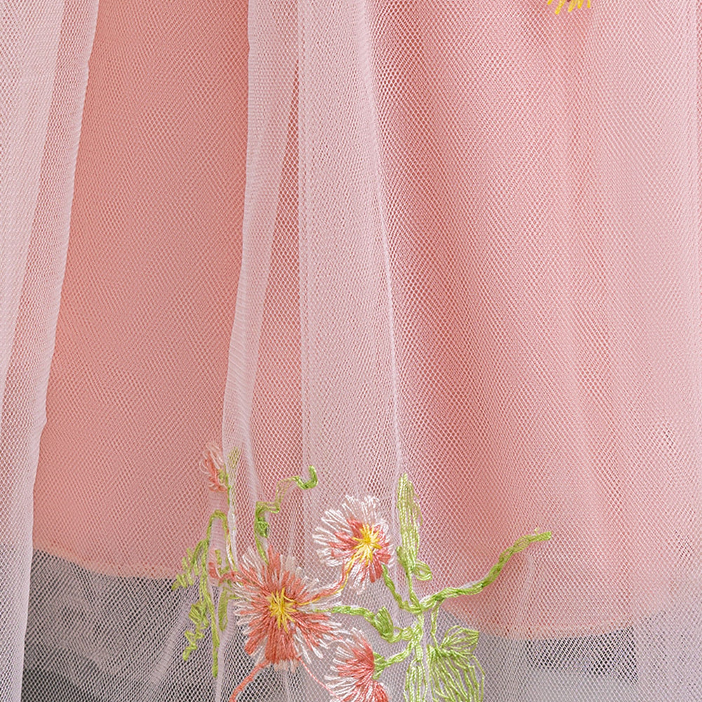 
                      
                        Crew Neck Pink Embroidery Flower Girl Dress
                      
                    