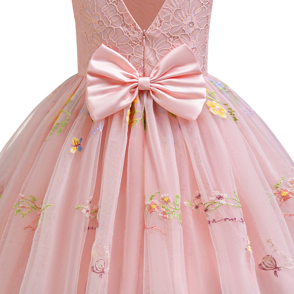 
                      
                        Crew Neck Pink Embroidery Flower Girl Dress
                      
                    