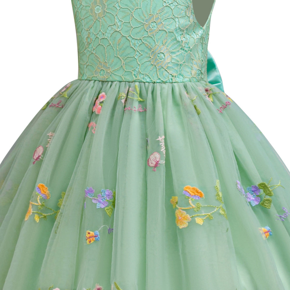 
                      
                        Crew Neck Pink Embroidery Flower Girl Dress
                      
                    