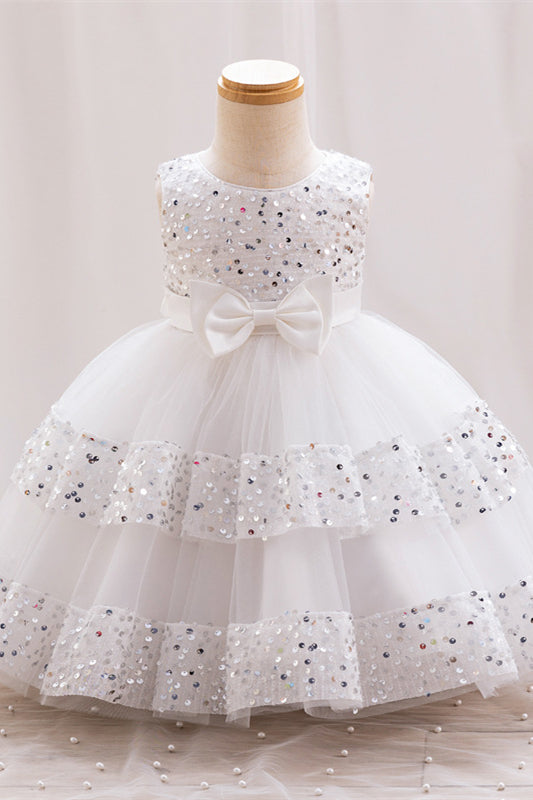 
                      
                        Crew Neck Sequin Flower Girl Dress with Bows
                      
                    