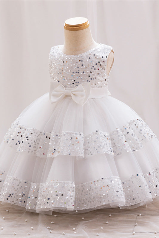 
                      
                        Crew Neck Sequin Flower Girl Dress with Bows
                      
                    