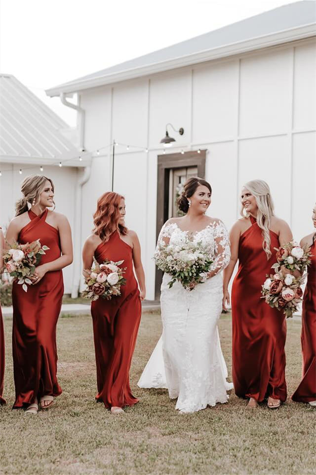 
                      
                        Halter Pink Back Bow Sheath Bridesmaid Dress
                      
                    