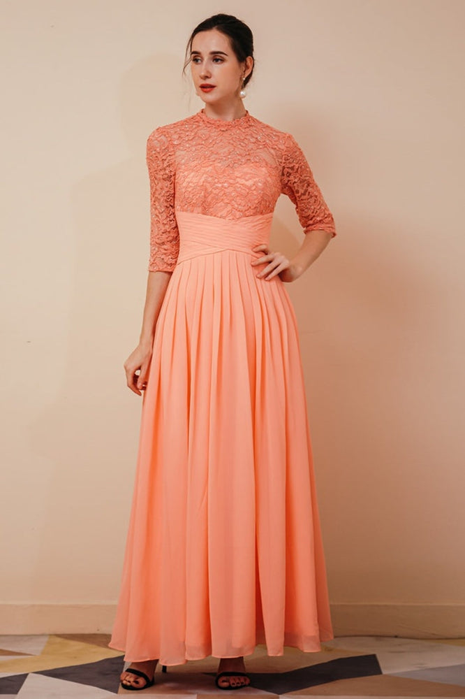 
                      
                        High Neck Mauve Lace Mother of the Bride Dress
                      
                    