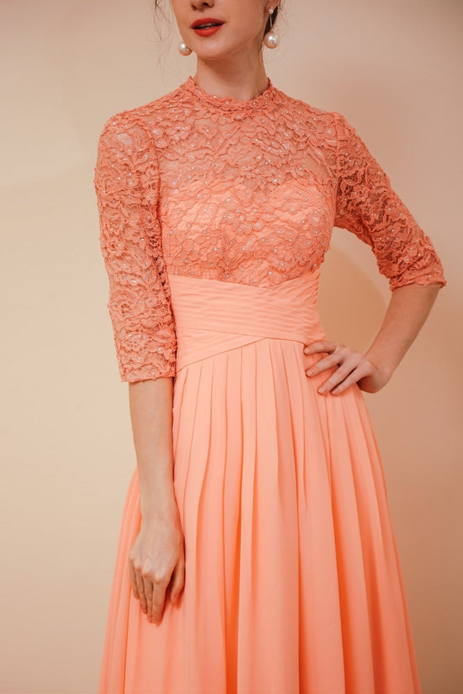 
                      
                        High Neck Mauve Lace Mother of the Bride Dress
                      
                    