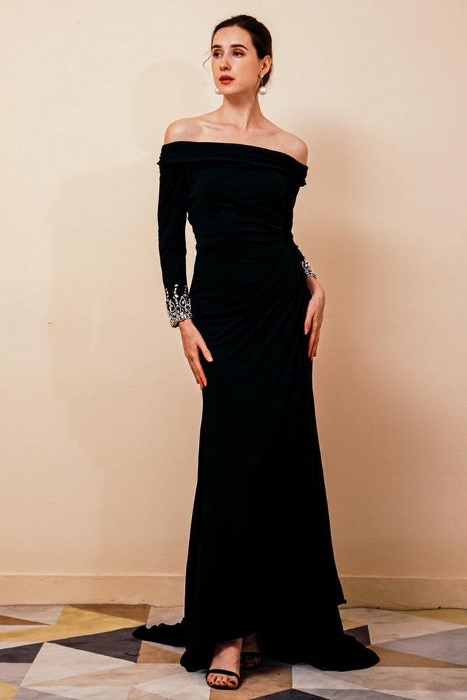 
                      
                        Long Sleeves Mermaid Burgundy Mother of the Bride Dress with Slit
                      
                    