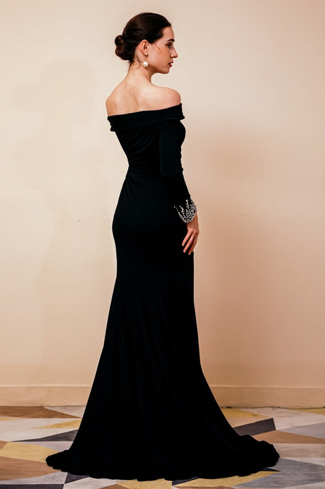 
                      
                        Long Sleeves Mermaid Burgundy Mother of the Bride Dress with Slit
                      
                    