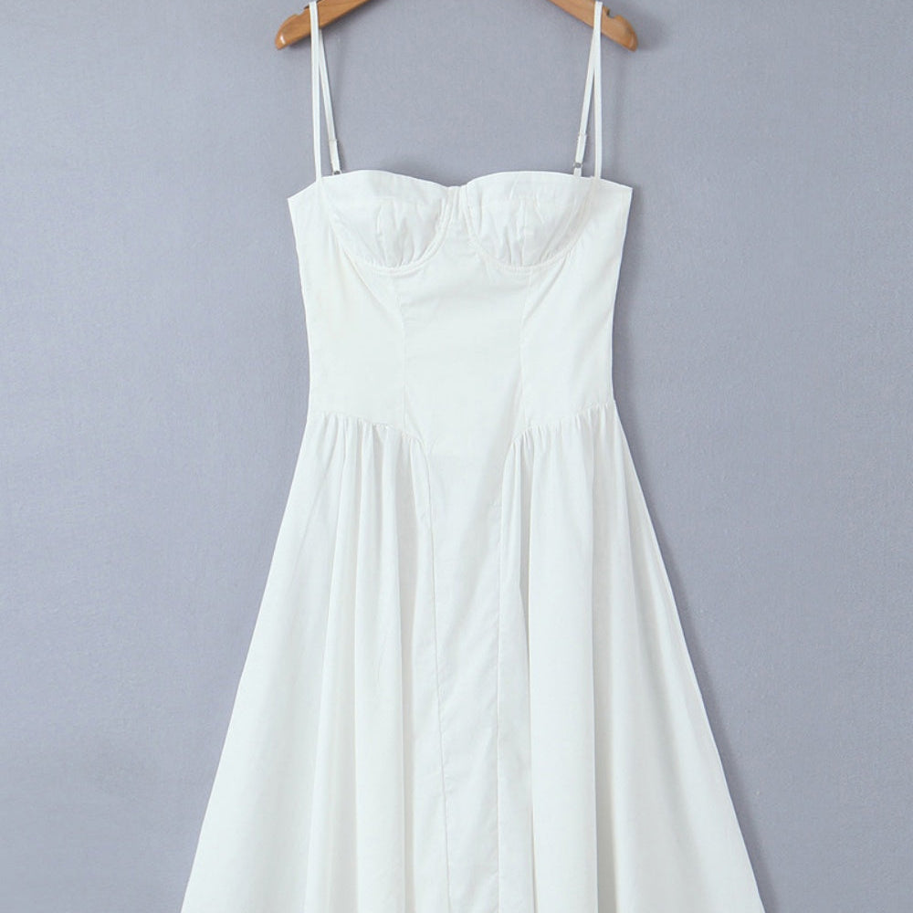 
                      
                        Spaghetti Strap White A-line Long Party Dress
                      
                    