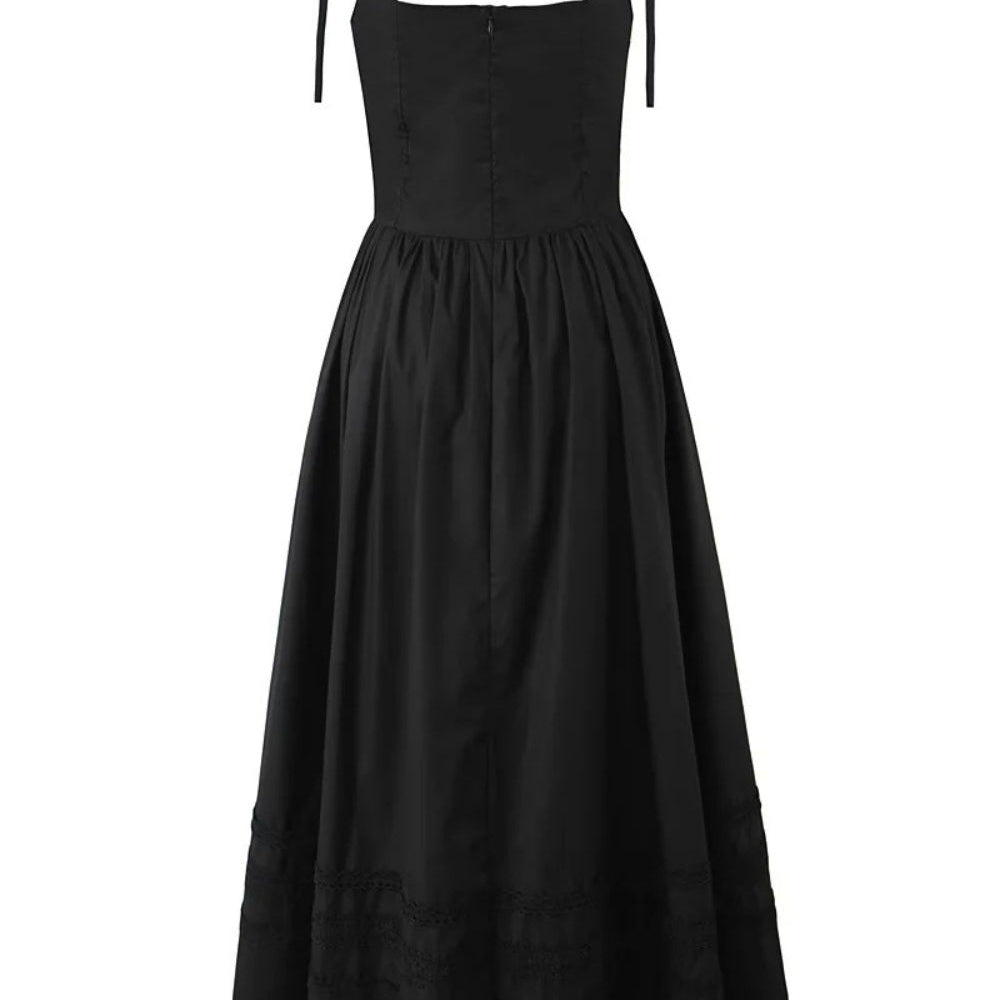 
                      
                        Square Neck White Lace Splicing Long Dress
                      
                    