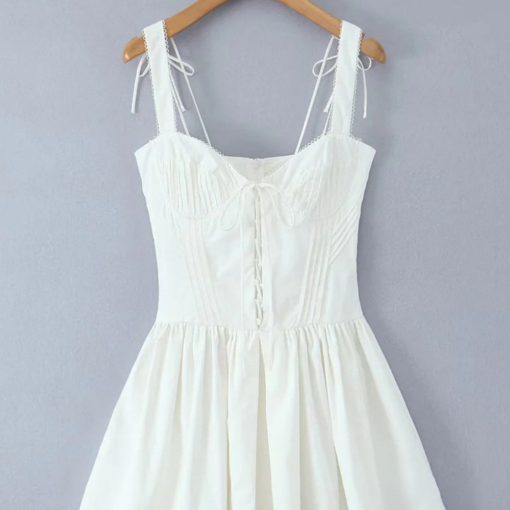 
                      
                        V-neck Yellow Lace-up Ruffle Short Dress
                      
                    