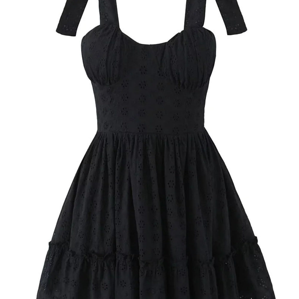 
                      
                        Sweetheart's White Floral Lace-up Short Dress
                      
                    