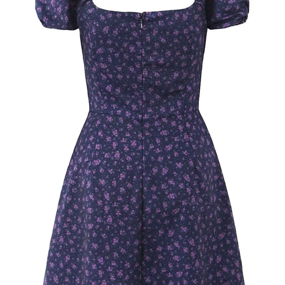 
                      
                        Cap Sleeve Black Heart Print Short Dress with Slit
                      
                    