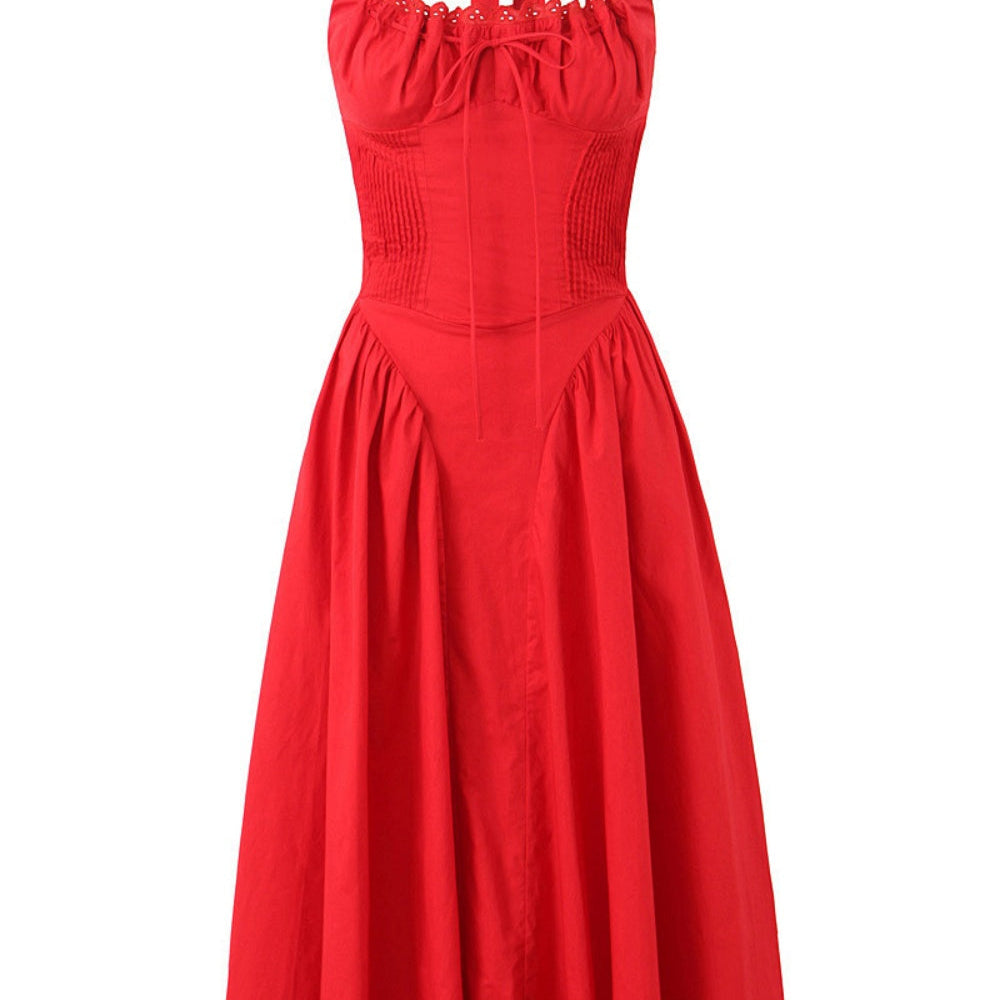 
                      
                        Halter White Ruched Bow Back Long Dress
                      
                    