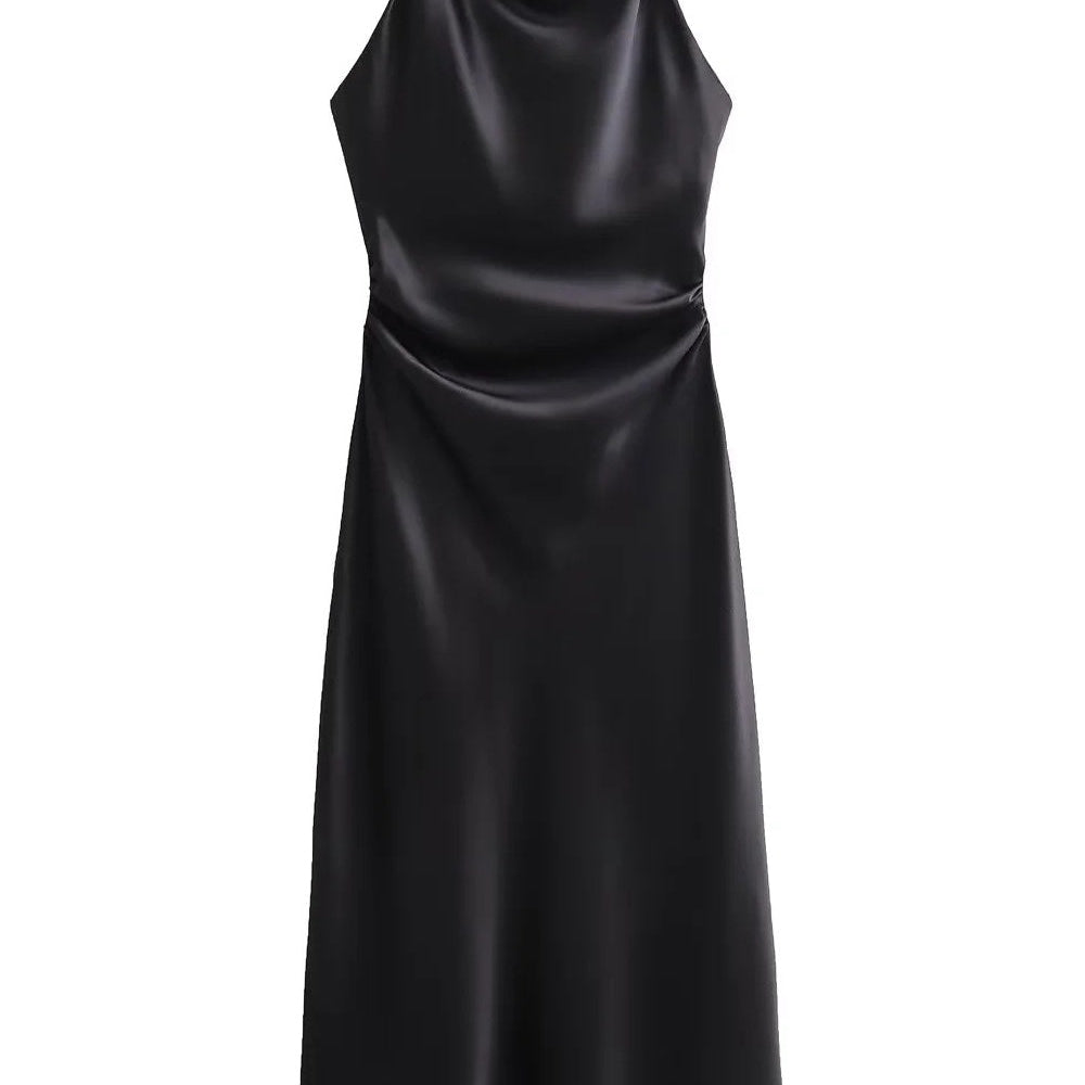 
                      
                        Round Neck White Ruched Long Dress
                      
                    