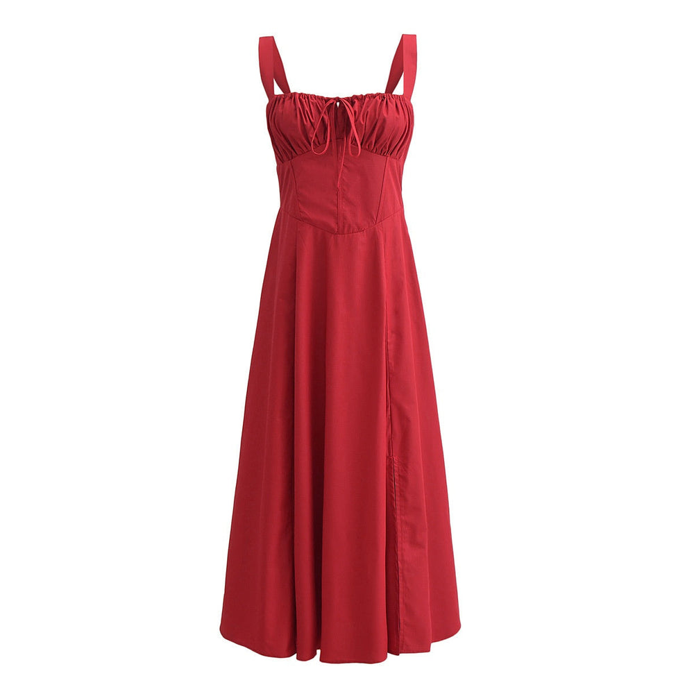 
                      
                        Square Neck Navy Blue Long Dress with Slit
                      
                    