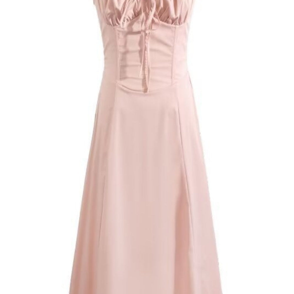 
                      
                        Straps Red Ruched Lace-up A-line Long Dress
                      
                    