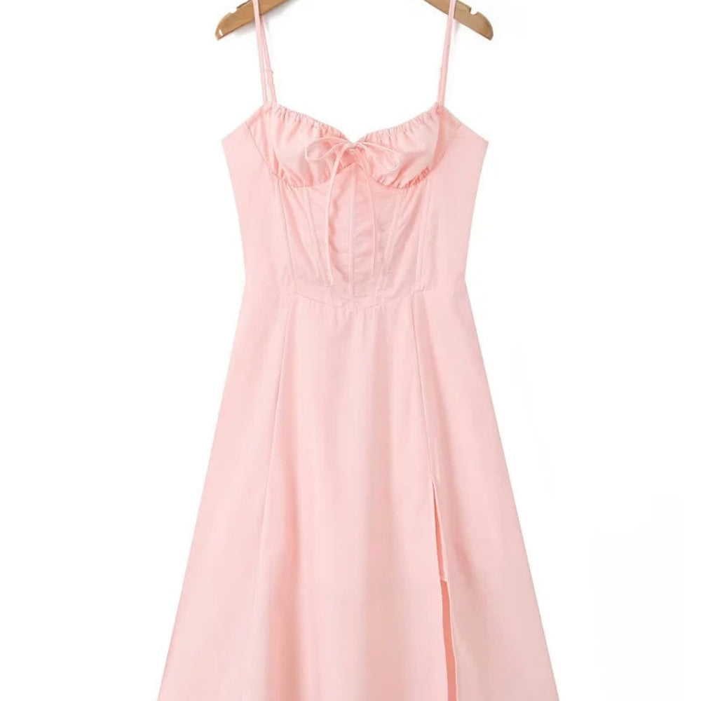 
                      
                        Spaghetti Strap Pink Long Party Dress with Slit
                      
                    