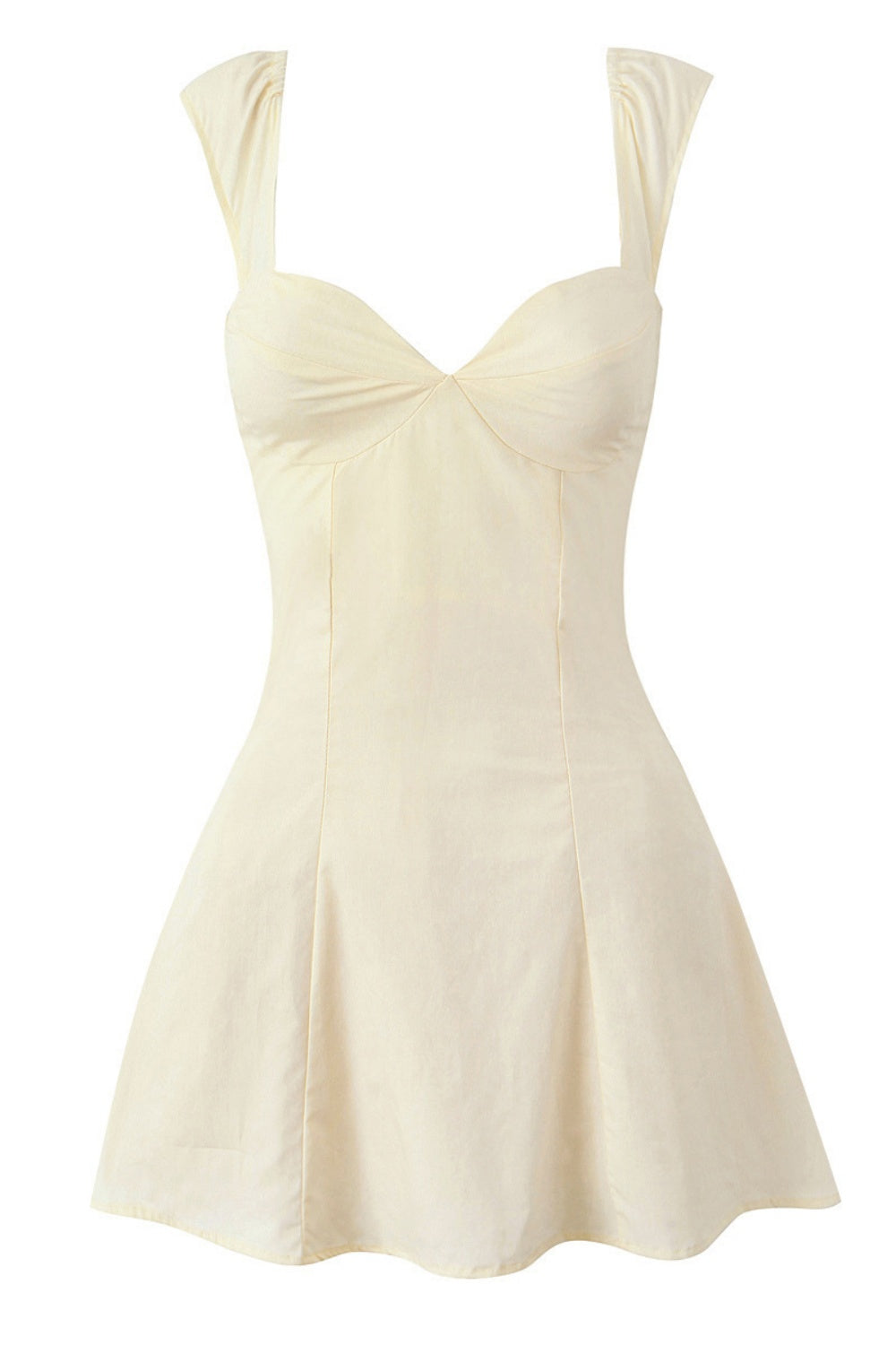 Strap Beige Lace-up A-line Short Dress