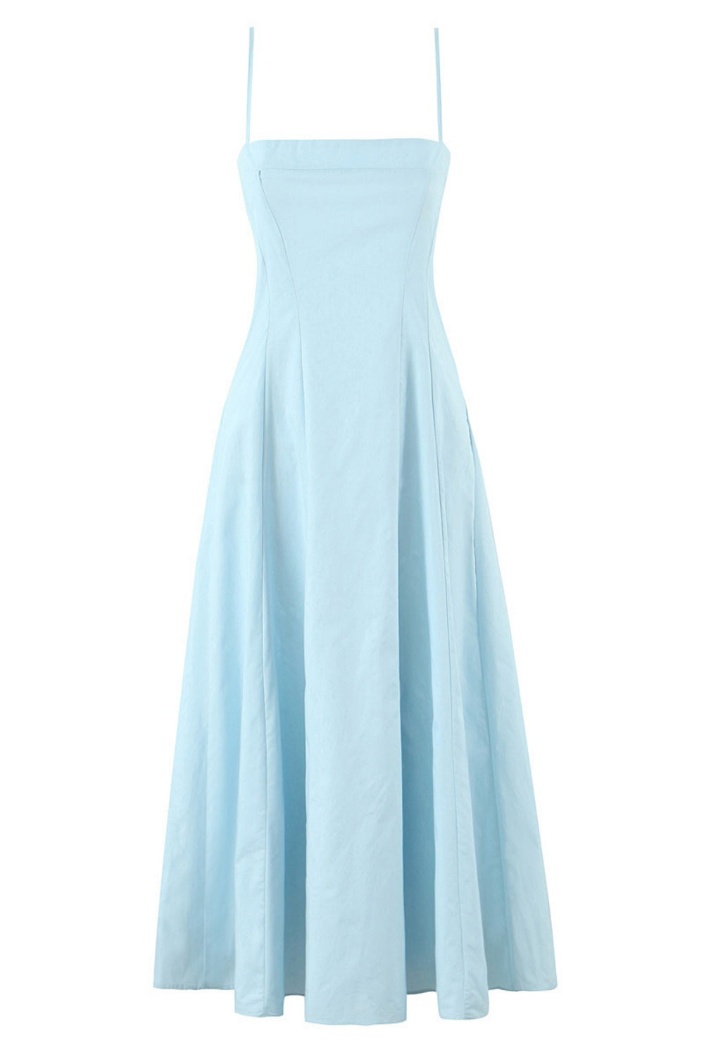 Spaghetti Strap Blue A-line Long Dress