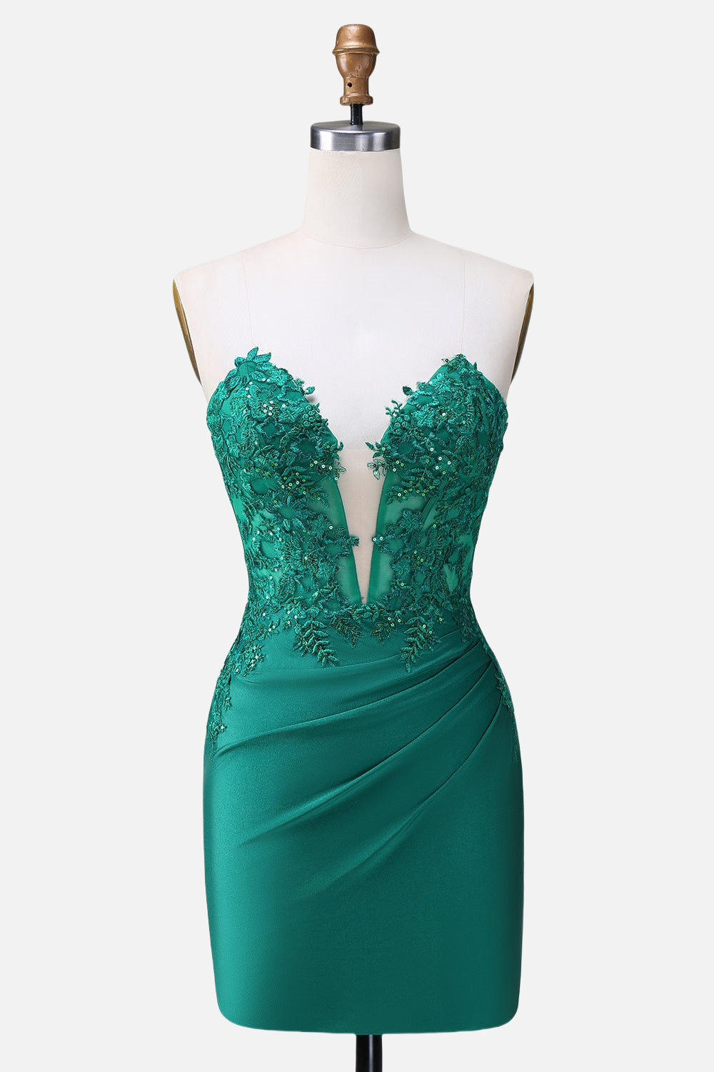 Dark Green Appliques Bodycon Short Dress