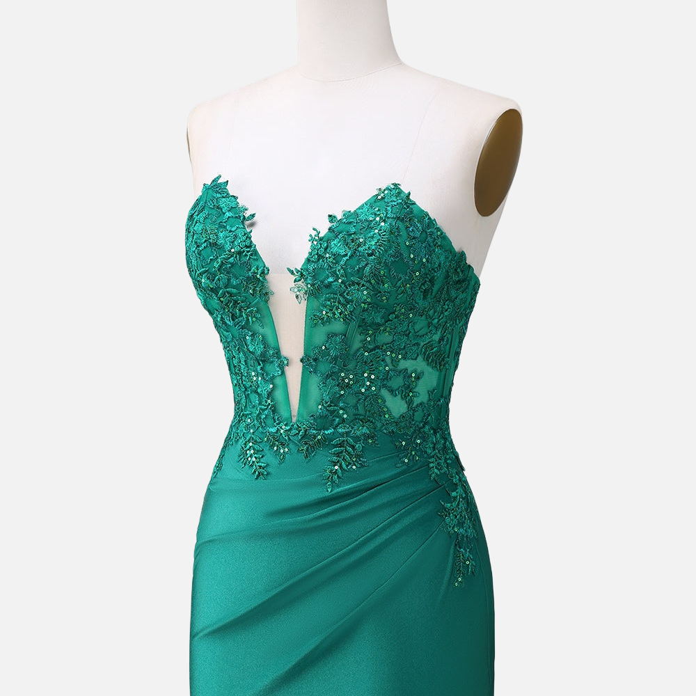 
                      
                        Dark Green Appliques Bodycon Short Dress
                      
                    