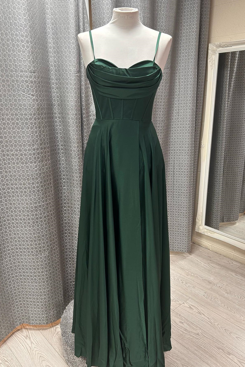 Dark Green Spaghetti Straps Long Formal Dress