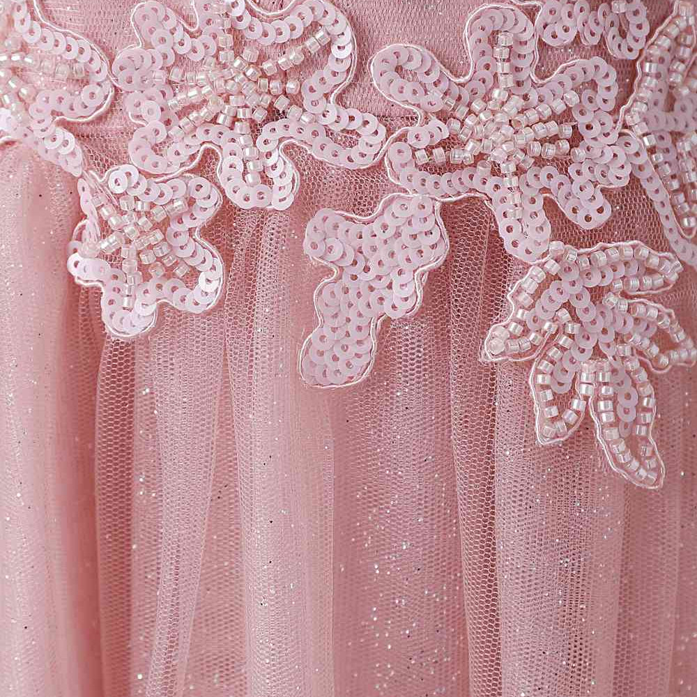 
                      
                        Dusty Rose Appliques A-line Tulle Long Dress
                      
                    