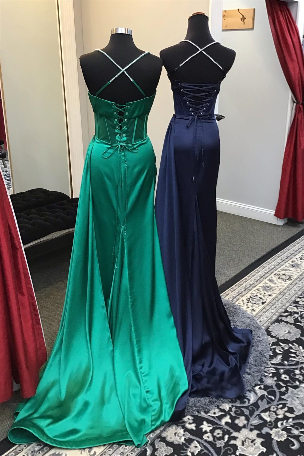 Emerald Green Beaded Straps Long Dress PollyBoutique Emerald Green Beaded Straps Long Dress PollyBoutique