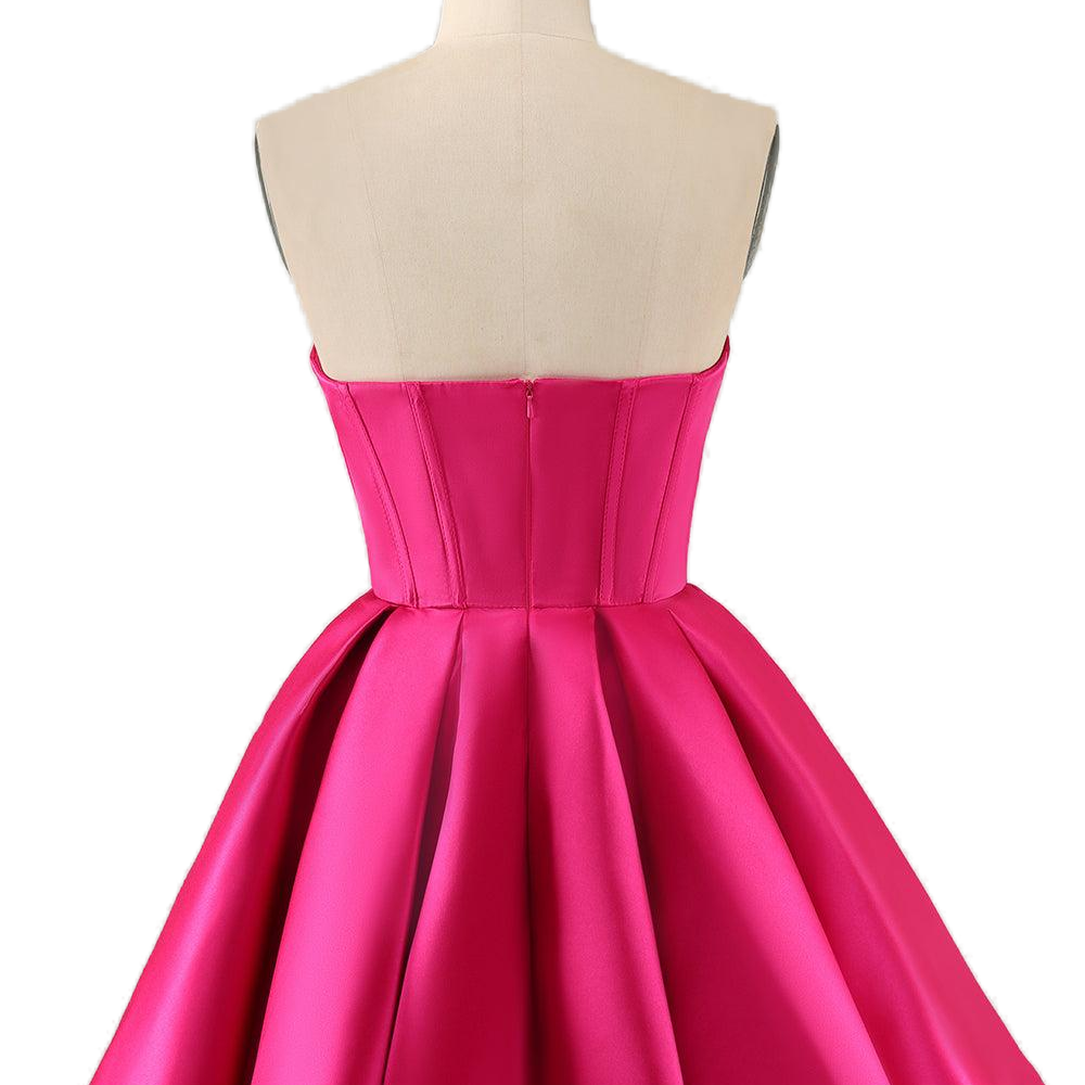 
                      
                        Hot Pink Cowl Neck Pleated A-line Short Dress
                      
                    