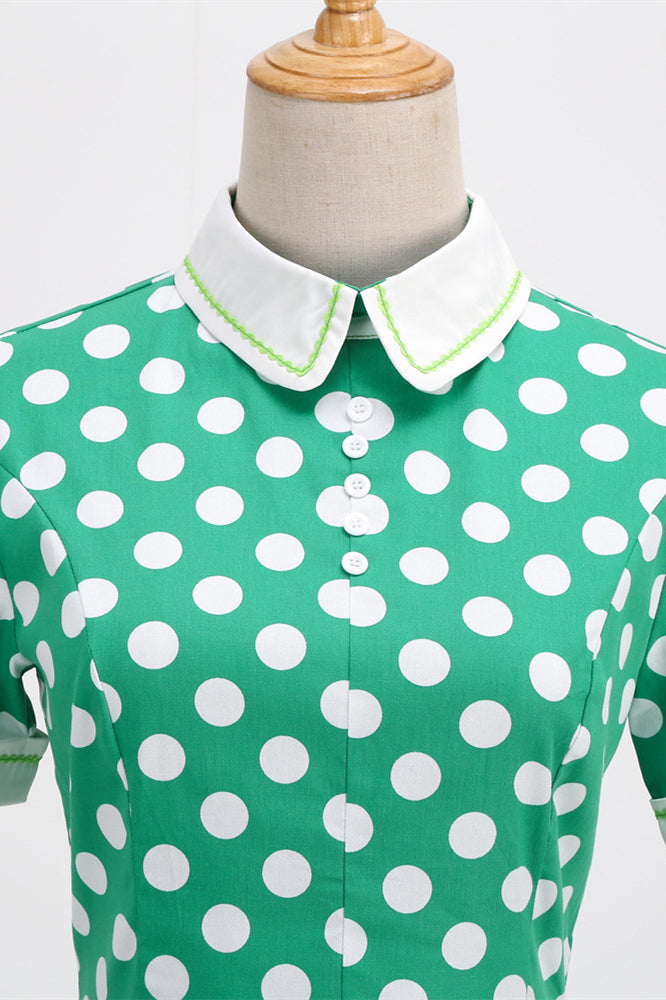 
                      
                        Green 1950s Polka Dots Swing Dress with Pockets
                      
                    