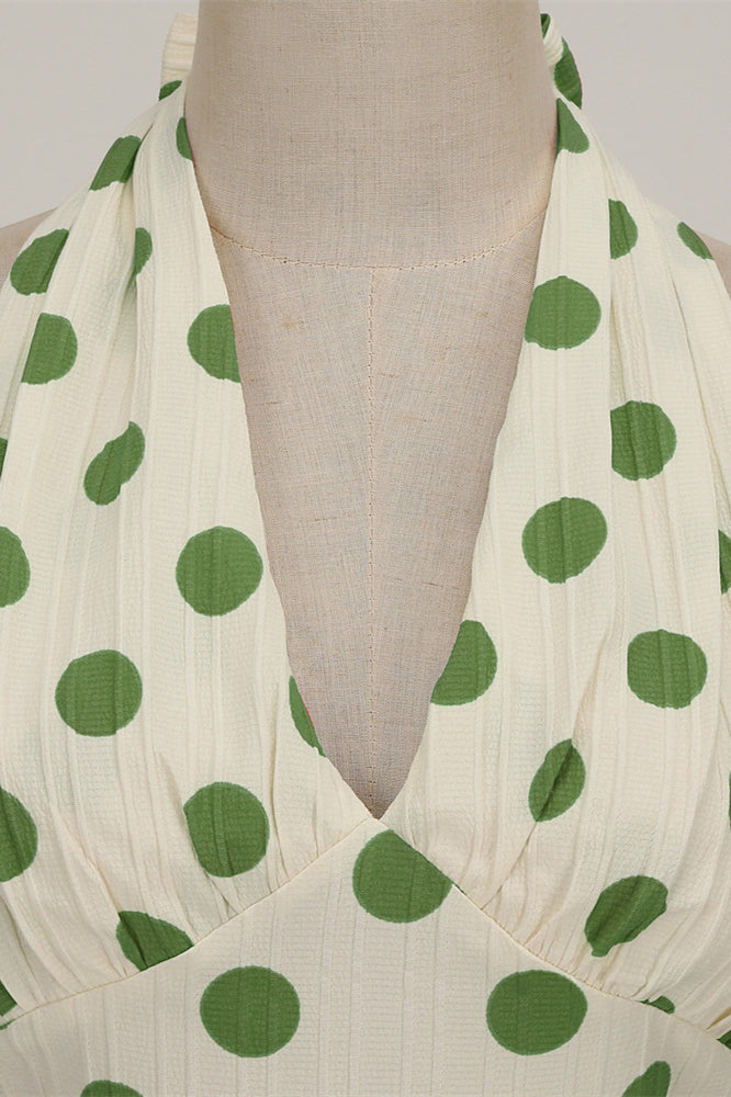 Green Polka Dots 1950s Halter Big Swing Dress – PollyBoutique