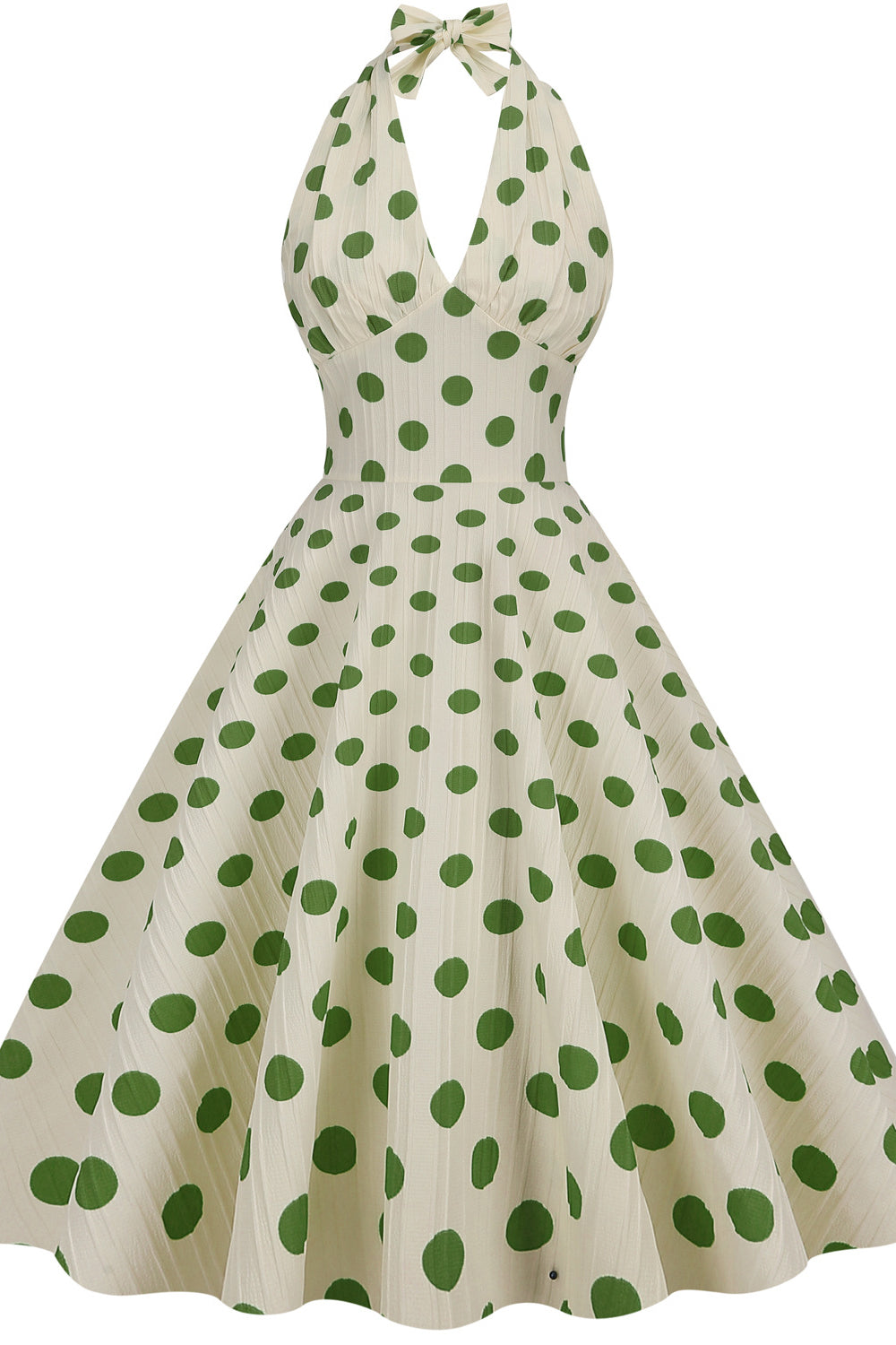 Green Polka Dots 1950s Halter Big Swing Dress