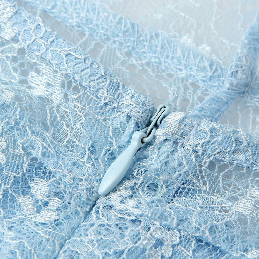 
                      
                        Halter Blue Lace Stitching A-line Long Dress
                      
                    