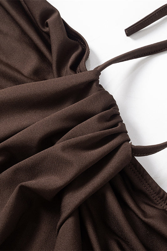 
                      
                        Halter Brown High Waist Mini Dress
                      
                    