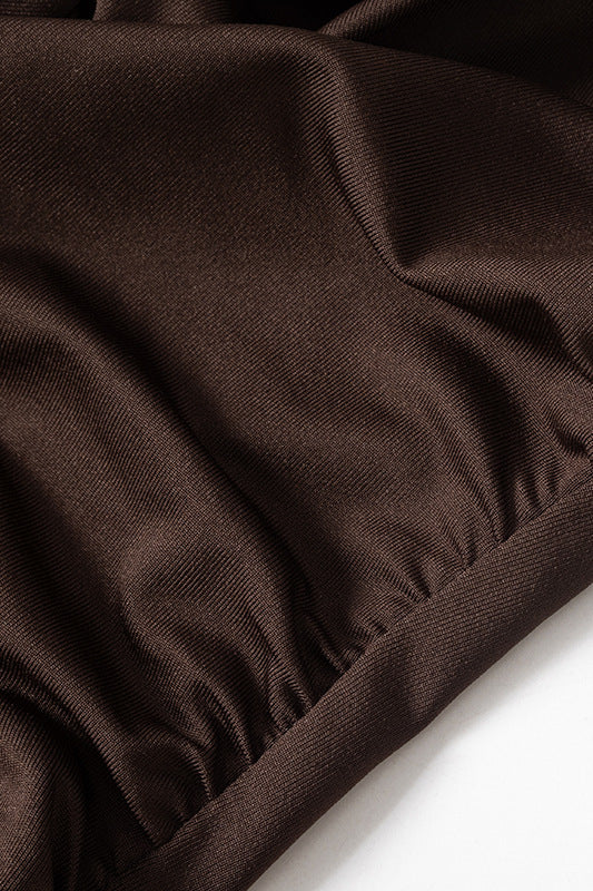 
                      
                        Halter Brown High Waist Mini Dress
                      
                    
