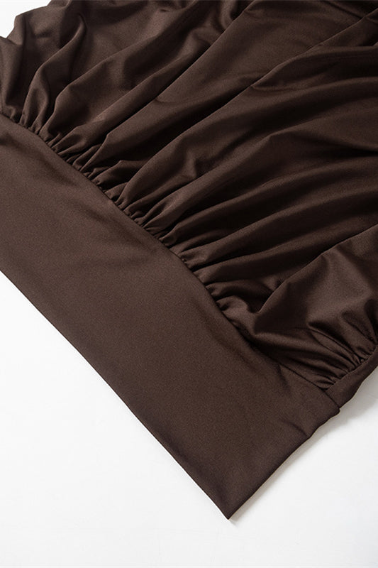 
                      
                        Halter Brown High Waist Mini Dress
                      
                    