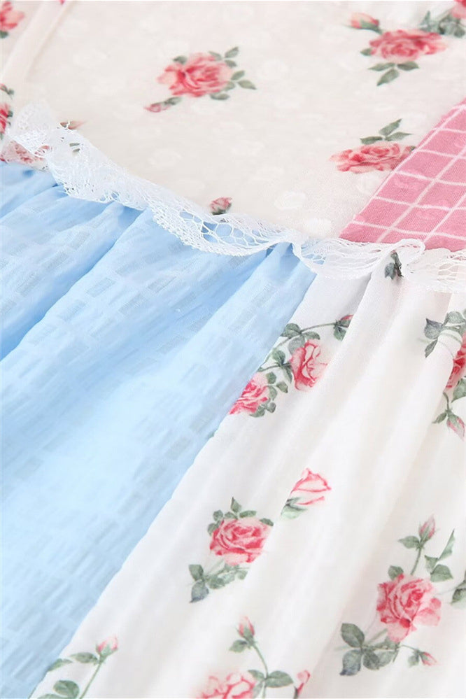 
                      
                        Halter Floral Lace Patchwork A-line Long Dress
                      
                    