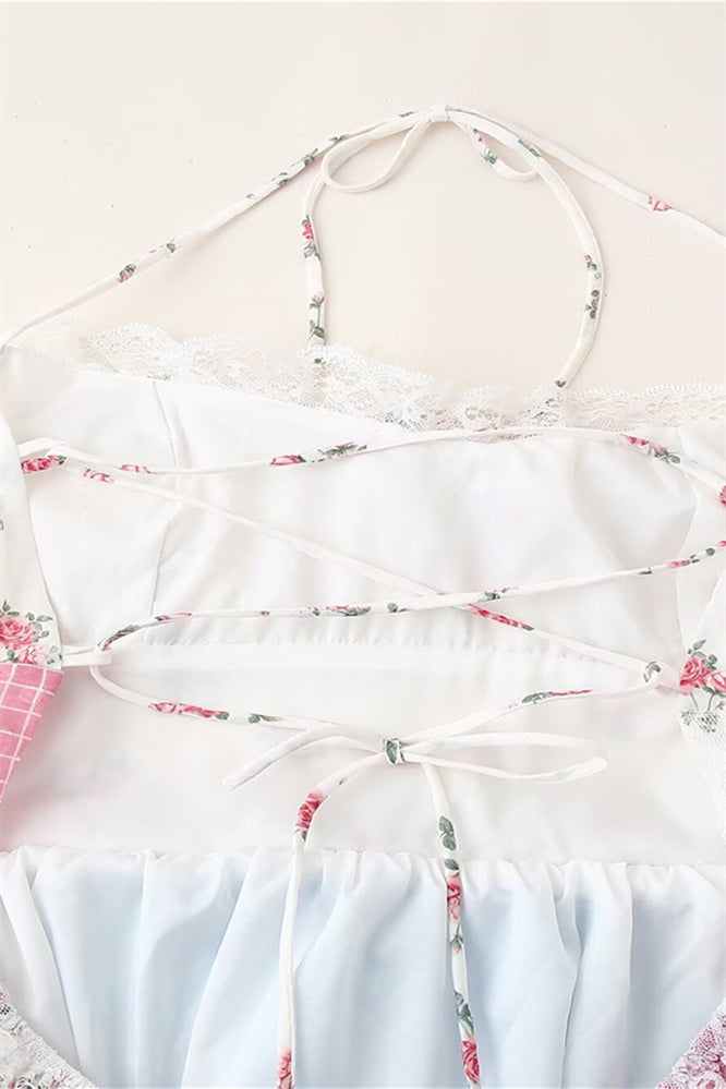 
                      
                        Halter Floral Lace Patchwork A-line Long Dress
                      
                    