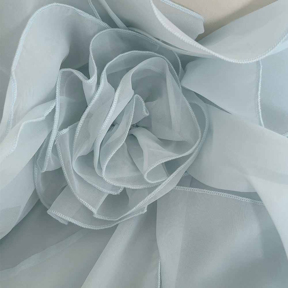 
                      
                        Halter Light Blue Ruffle Tiered Long Dress with Rosette
                      
                    